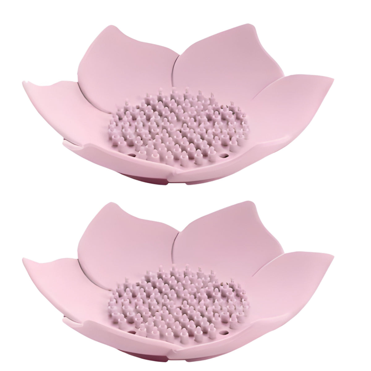 Silicone Self-Draining Flower Soap Dish 2 Pcs, Pink