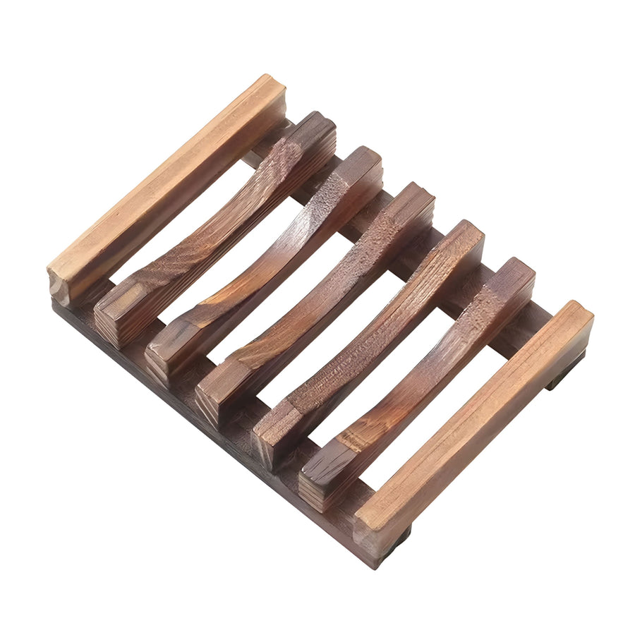 Self-Draining Wooden Soap Dish 1 Pcs - Charred Wood Soap Holder